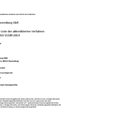 Tagesaktuelle Liste Untersuchungsverfahren nach ISO 15189