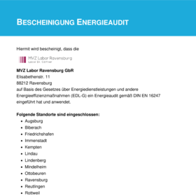 Bescheinigung Energieaudit