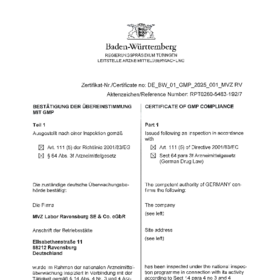 Bestätigung GMP für mikrobiologische Untersuchungen nicht-steriler Arzneimittel